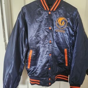 LIGHTS Little Machines Navy and Orange Satin Bomber Jacket